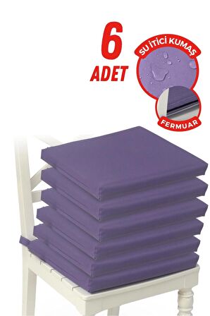 Xpermate Fermuarlı 6'lı Sandalye Minderi Su İtici Kumaş 40x40 Cm Mor