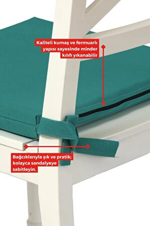 Xpermate Fermuarlı 6'lı Sandalye Minderi Su İtici Kumaş 40x40 Cm Turkuaz