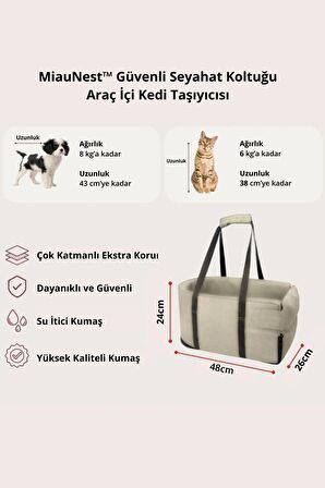 Xpermate MiauNest™ Kedi Taşıma Çantası Kedi Seyahat Çantası Araba içi Yatak ve Kedi Çantası Bej