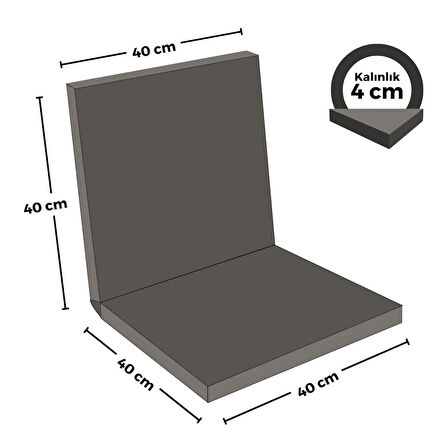 Xpermate Arkalıklı Sandalye Minderi Fermuarlı 40X40 Sırtlıklı Sandalye Minderi Antrasit