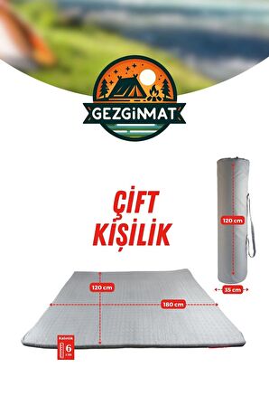 XPERMATE GezginMat Kamp Yatağı Çift kişilik Taşıma Çantalı Kamp Minderi Çadır Matı Su itici Kumaş 120x180x6cm