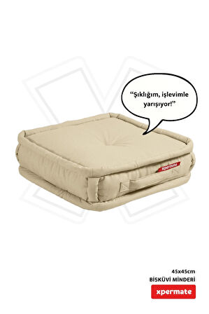 XPERMATE Bisküvi Minder Petek Önü Palet Üstü Minderi Fransız Minder Bank ve Bahçe Minderi 45x45x14 cm Bej