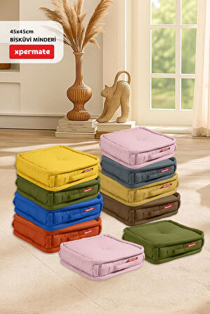 XPERMATE Bisküvi Minder Petek Önü Palet Üstü Minderi Fransız Minder Bank ve Bahçe Minderi 45x45x14 cm Kiremit