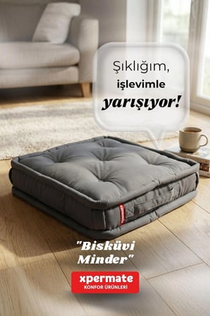 XPERMATE Bisküvi Minder Petek Önü Palet Üstü Minderi Fransız Minder Bank ve Bahçe Minderi 55x55x14 cm Antrasit