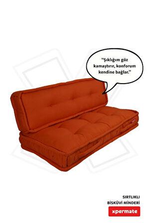 XPERMATE Bisküvi Minder Petek Önü Palet Üstü Minderi Fransız Minder Bank ve Bahçe Minderi 60X120x14 cm Kiremit
