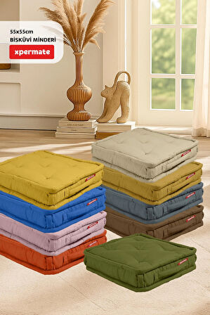XPERMATE Bisküvi Minder Petek Önü Palet Üstü Minderi Fransız Minder Bank ve Bahçe Minderi 55x55x14 cm Yeşil
