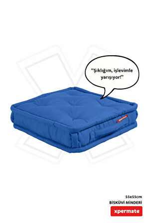 XPERMATE Bisküvi Minder Petek Önü Palet Üstü Minderi Fransız Minder Bank ve Bahçe Minderi 55x55x14 cm Mavi