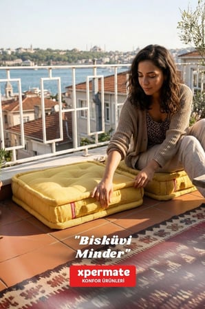 XPERMATE Bisküvi Minder Petek Önü Palet Üstü Minderi Fransız Minder Bank ve Bahçe Minderi 55x55x14 cm Hardal