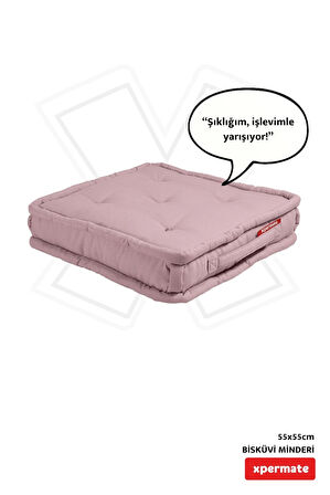 XPERMATE Bisküvi Minder Petek Önü Palet Üstü Minderi Fransız Minder Bank ve Bahçe Minderi 55x55x14 cm Pembe