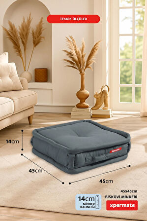 XPERMATE Bisküvi Minder Petek Önü Palet Üstü Minderi Fransız Minder Bank ve Bahçe Minderi 45x45x14 cm Antrasit