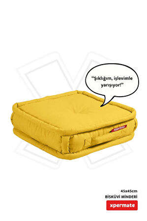 XPERMATE Bisküvi Minder Petek Önü Palet Üstü Minderi Fransız Minder Bank ve Bahçe Minderi 45x45x14 cm Sarı
