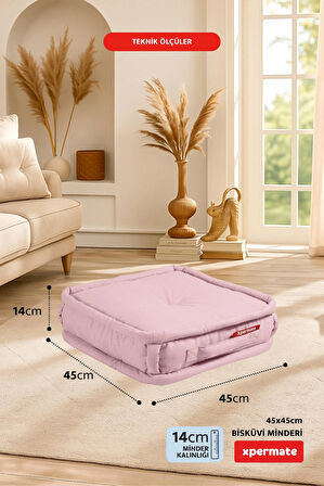XPERMATE Bisküvi Minder Petek Önü Palet Üstü Minderi Fransız Minder Bank ve Bahçe Minderi 45x45x14 cm Pembe