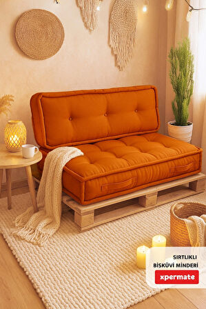 XPERMATE Bisküvi Minder Petek Önü Palet Üstü Minderi Fransız Minder Bank ve Bahçe Minderi 60X120x14 cm Sarı