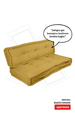 XPERMATE Bisküvi Minder Petek Önü Palet Üstü Minderi Fransız Minder Bank ve Bahçe Minderi 60X120x14 cm Hardal