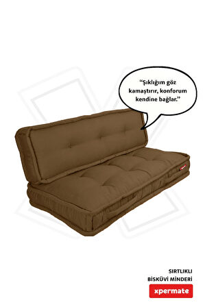 XPERMATE Bisküvi Minder Petek Önü Palet Üstü Minderi Fransız Minder Bank ve Bahçe Minderi 60X120x14 cm Kahverengi