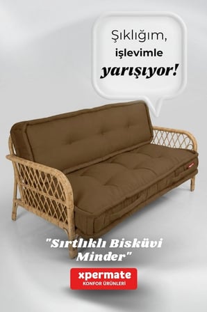 Bisküvi Yer Minderi 60x120 Kalın Palet Balkon Petek Önü Fermuarlı Minder Kahverengi