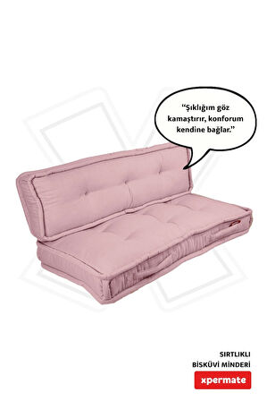 XPERMATE Bisküvi Minder Petek Önü Palet Üstü Minderi Fransız Minder Bank ve Bahçe Minderi 60X120x14 cm Pembe