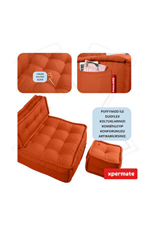 Xpermate DuoFlex Sırtlı Minder Koltuk İskandinav Tarzı Ergonomik  Sırtlıklı Oturma Minderi 80x80x30 Kiremit 