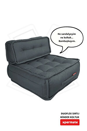 Xpermate DuoFlex Sırtlı Minder Koltuk İskandinav Tarzı Ergonomik  Sırtlıklı Oturma Minderi 80x80x30 Antrasit 