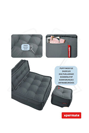 Xpermate DuoFlex Sırtlı Minder Koltuk İskandinav Tarzı Ergonomik  Sırtlıklı Oturma Minderi 80x80x30 Antrasit 