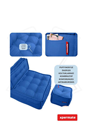 Xpermate DuoFlex Sırtlı Minder Koltuk İskandinav Tarzı Ergonomik  Sırtlıklı Oturma Minderi 80x80x30 Mavi 