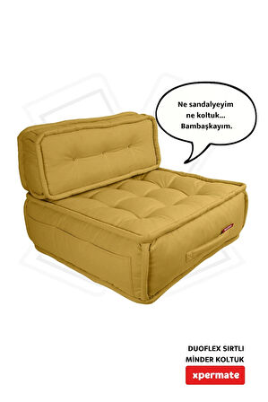 Xpermate DuoFlex Sırtlı Minder Koltuk İskandinav Tarzı Ergonomik  Sırtlıklı Oturma Minderi 80x80x30 Hardal 
