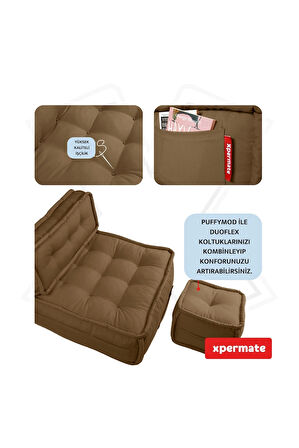 Xpermate DuoFlex Sırtlı Minder Koltuk İskandinav Tarzı Ergonomik  Sırtlıklı Oturma Minderi 80x80x30 Kahverengi