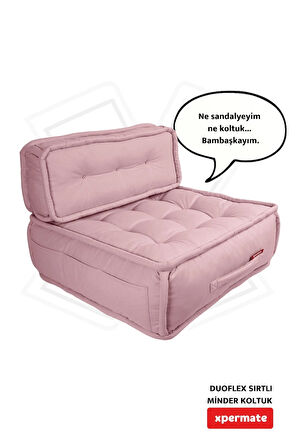 Xpermate DuoFlex Sırtlı Minder Koltuk İskandinav Tarzı Ergonomik  Sırtlıklı Oturma Minderi 80x80x30 Pembe 