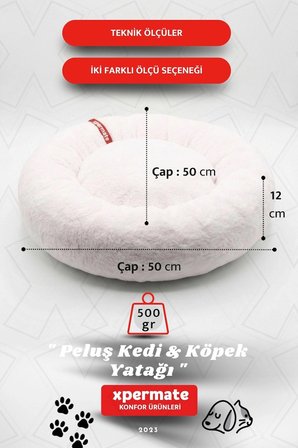 XPERMATE Peluş Yumuşak Kedi Yatağı Köpek Yatağı Minder Beyaz 