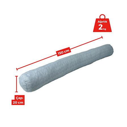 XPERMATE Sarılma Yastığı , Uyku Yastığı , Bacak Arası Yastığı Silindir 150x20 cm Gri 