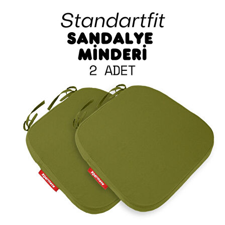 XPERMATE 2'li StandartFit Oval Sandalye Minderi Fermuarlı Yıkanabilir Kılıf Bağcıklı Su ve Yağ İtici 42x42x5 Yeşil