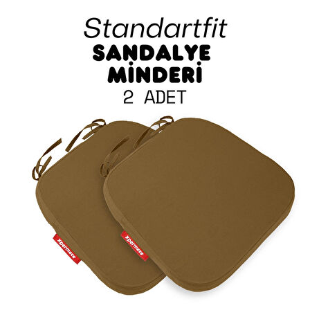 XPERMATE 2'li StandartFit Oval Sandalye Minderi Fermuarlı Yıkanabilir Kılıf Bağcıklı Su ve Yağ İtici 42x42x5 Kahverengi