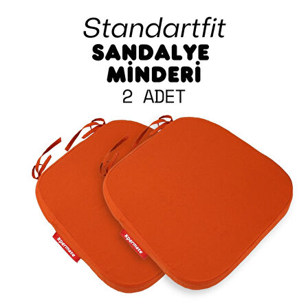 XPERMATE 2'li StandartFit Oval Sandalye Minderi Fermuarlı Yıkanabilir Kılıf Bağcıklı Su ve Yağ İtici 42x42x5 Kiremit
