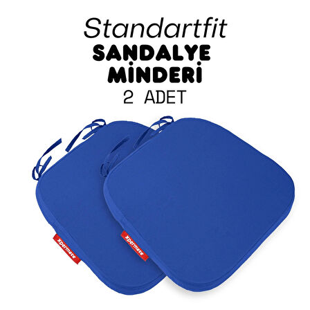 XPERMATE 2'li StandartFit Oval Sandalye Minderi Fermuarlı Yıkanabilir Kılıf Bağcıklı Su ve Yağ İtici 42x42x5 Mavi