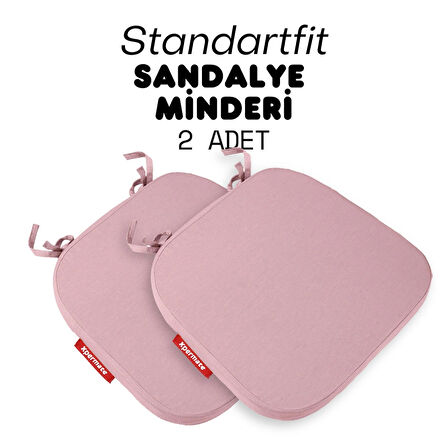 XPERMATE 2'li StandartFit Oval Sandalye Minderi Fermuarlı Yıkanabilir Kılıf Bağcıklı Su ve Yağ İtici 42x42x5 Pembe