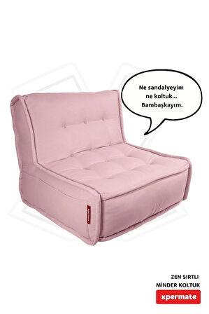 Zen Berjer Sırtlı Minder Koltuk İskandinav Tarzı Ergonomik Yer Koltuğu Minderi 80X60 Pembe