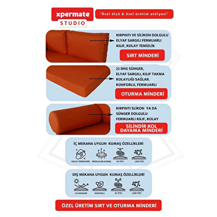 Özel Ölçü Palet Minderi Bahçe İç Ve Dış Mekan Minder Koltuk Minder 40x150 45x155 50x160