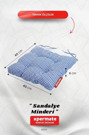 Pötikareli Sandalye Minderi 40x40 Pofidik Piknik Minderi