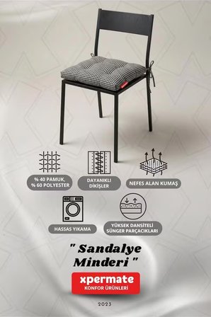 Pötikareli Sandalye Minderi 40x40 Pofidik Piknik Minderi