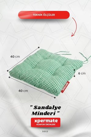 Pötikareli Sandalye Minderi 40x40 Pofidik Piknik Minderi