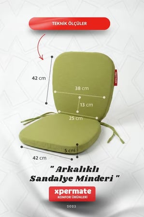 Arkalıklı Sandalye Minderi Oval Bağcıklı Mutfak Bahçe Balkon Minderi