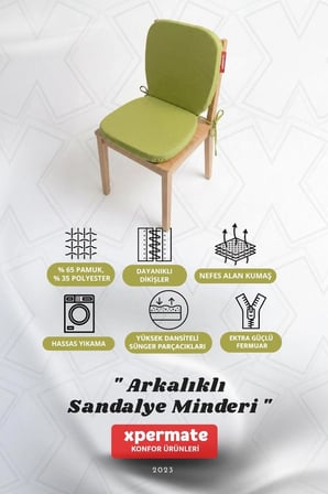 Arkalıklı Sandalye Minderi Oval Bağcıklı Mutfak Bahçe Balkon Minderi