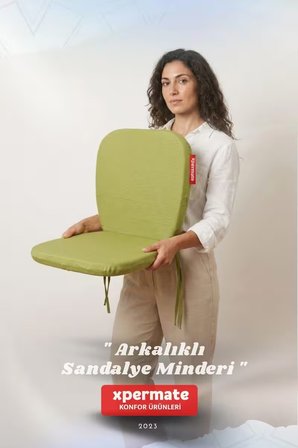Arkalıklı Sandalye Minderi Oval Bağcıklı Mutfak Bahçe Balkon Minderi