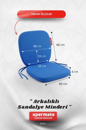 Arkalıklı Sandalye Minderi Oval Bağcıklı Mutfak Bahçe Balkon Minderi