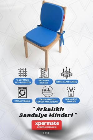 Arkalıklı Sandalye Minderi Oval Bağcıklı Mutfak Bahçe Balkon Minderi