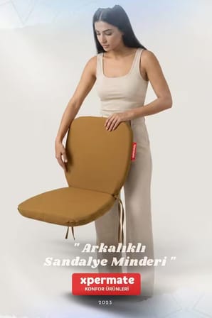 Arkalıklı Sandalye Minderi Oval Bağcıklı Mutfak Bahçe Balkon Minderi