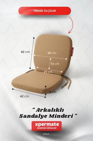 Arkalıklı Sandalye Minderi Oval Bağcıklı Mutfak Bahçe Balkon Minderi