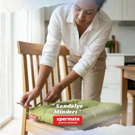 Pofuduk Sandalye Minderi Bağcıklı 40x40 cm Yıkanabilir Dekoratif Mutfak Bahçe Piknik Minderi