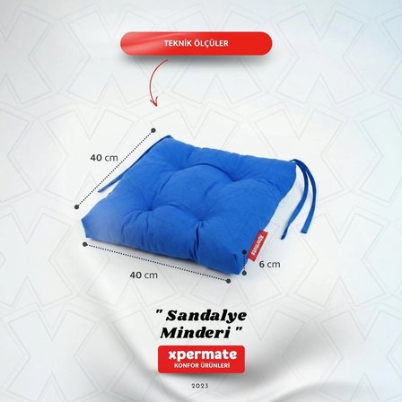 Pofuduk Sandalye Minderi Bağcıklı 40x40 cm Yıkanabilir Dekoratif Mutfak Bahçe Piknik Minderi