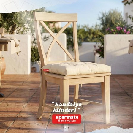 Pofuduk Sandalye Minderi Bağcıklı 40x40 cm Yıkanabilir Dekoratif Mutfak Bahçe Piknik Minderi